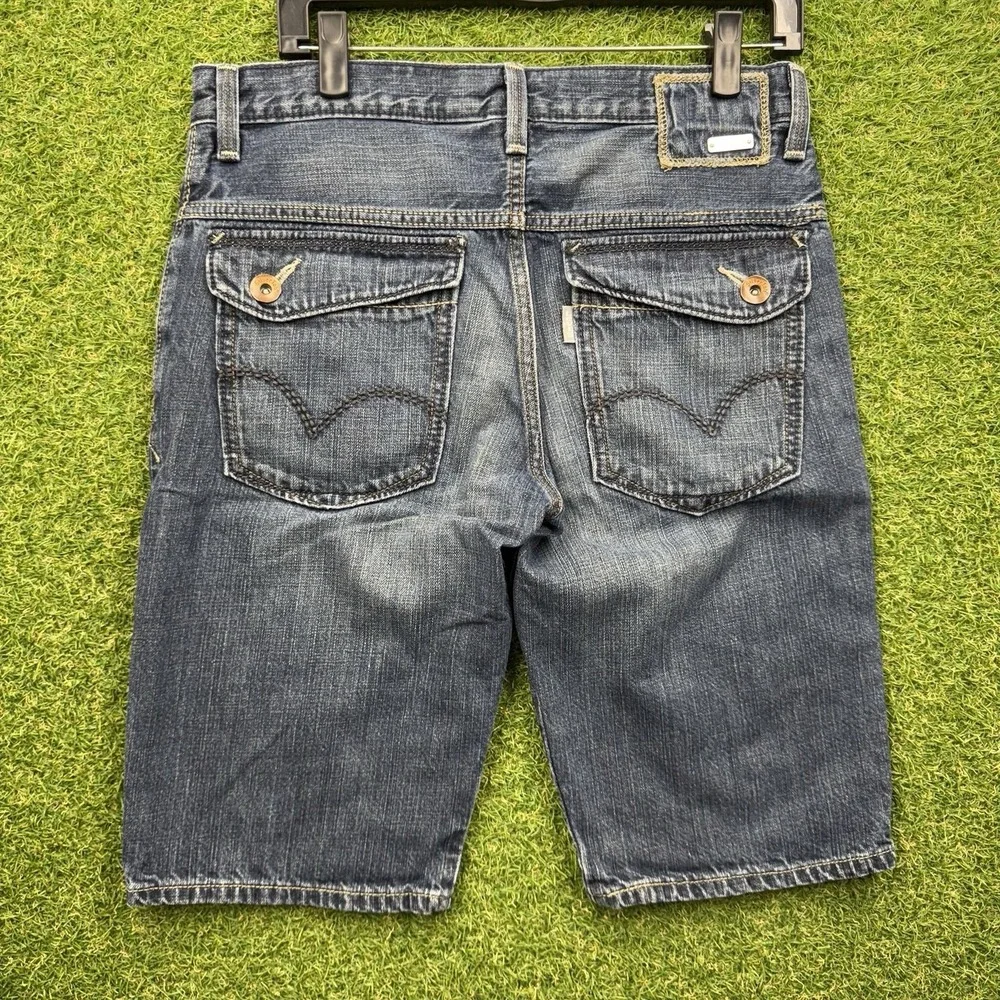 Vintage Levis Jean Shorts Mens 31 31x12 Silver Tab Baggy Skater JNCO Dark Wash